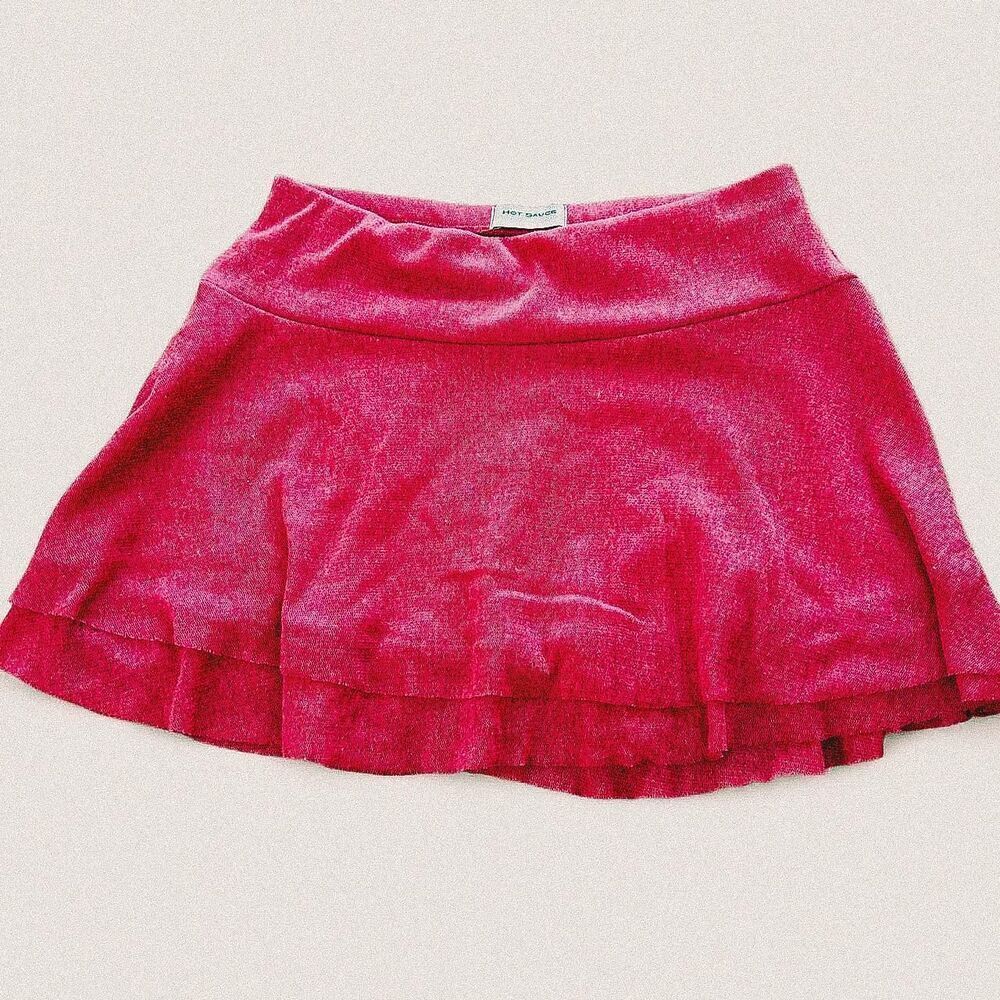 Vintage y2k 2000s Hot pink stretchy circle pull on mini skirt small
